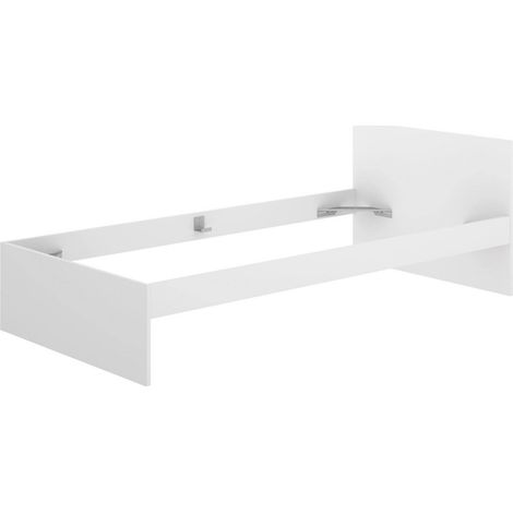 Dmora - Letto singolo Haikui, Sommier per camera da letto, Giroletto per stanza, Struttura porta materasso, 96x195 h67 cm, Bianco