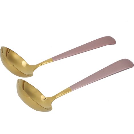 2PCS Cuillère à Soupe en Acier Inoxydable Passoire Cuillère à Fente Rose Doré Ustensile de Cuisine (1/5)