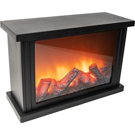 Cheminée LED,Cheminée décorative,Électrique,Fonctionne sur piles,Sans chauffage,Effet flamme/flamme réaliste,30x11.5x20 cm,Avec fonction minuterie (6 heures allumé,18 heures OFF) (1/5)