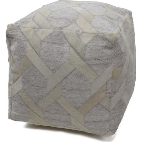 Pouf a cubo Chimera in pelle avorio (1/4)