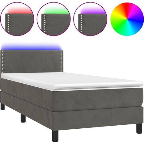 Maison Exclusive - Box spring postel s matrací a LED tmavě šedá 90x190 cm samet (1/5)