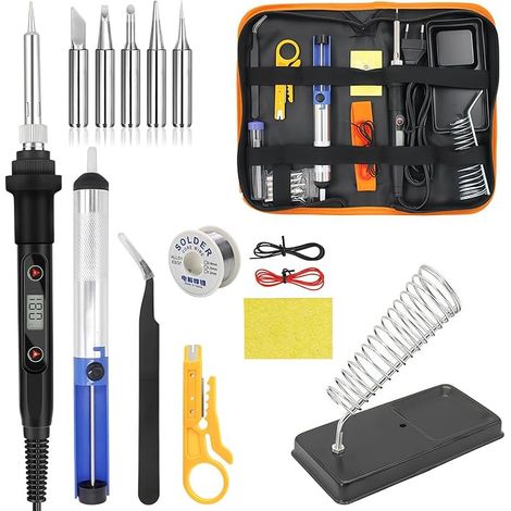 Soldering Iron Kit 80W with LCD Display, Adjustable Temperature 180-500°C, Ergonomic Soldering Iron for Electronic and DIY Repair, Ideal for Beginners and Home Use (1/5)