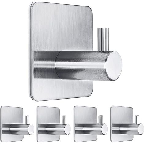 Ganchos de pared de alta resistencia que soportan una carga considerable ideales para baños, armarios y puertas de vestidores (paquete de 5). (1/5)