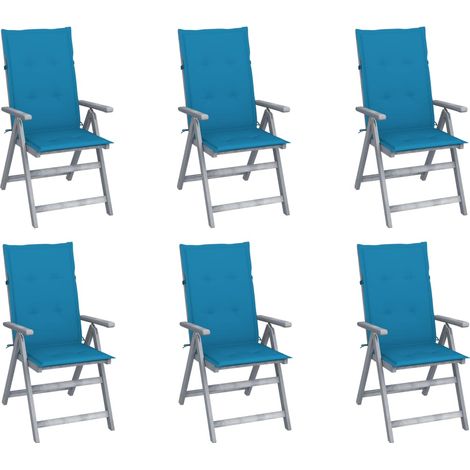 Lot de 6 Chaises de jardin inclinables Fauteuils de Jardin avec coussins Bois d'acacia 53030 (1/5)