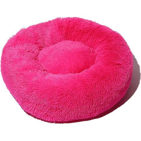 Lit pour chien moelleux Donut en peluche, rond, rose foncé, 60cm
