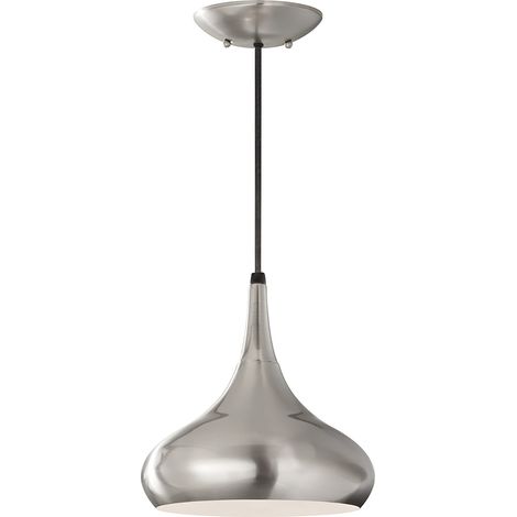 Elstead Beso - Sospensione a soffitto a 1 luce a cupola in acciaio satinato, attacco E27 (1/4)