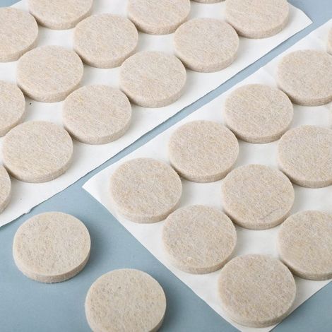 Patins en Feutre Auto-adhésifs, 54pcs Tampon Chaise en Feutre 5mm Épaisseur Coussin de Protection de Sol pour Pieds de Chaise Tables Meubles Protection Planchers (Rond, 27mm, Beige) (1/5)