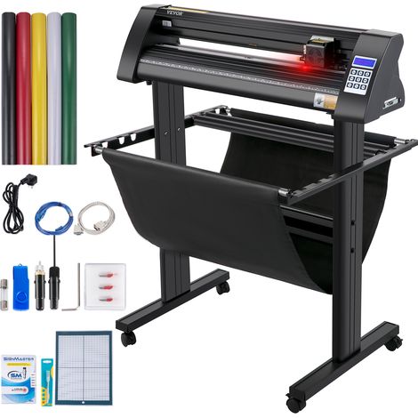 VEVOR Vinyl Schneideplotter Max. Papiereinzug 720 mm, Folienplotter Schneidkraft 500 g, Plotterschneider mit optisches Auge, Signmaster-Software, Schrittmotor, Plotter Halbautomatisch mit Ständer (1/5)
