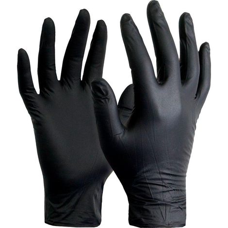 Guante de nitrilo reutilizable para taller alimentario negro 4gr talla M 7/8
