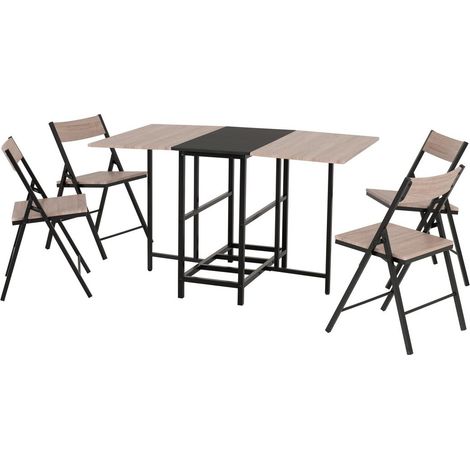 Jersey Butterfly Dining Set - L80 x W130 x H76 cm - Light Oak/Black