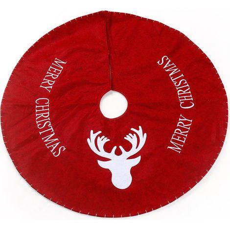 Christmas Tree Skirt, 35 Inch Crimson Elk Skirt Cover, Non-woven Christmas Tree Mat, Suitable for Christmas Party Winter Holiday New Year Decoration (1/4)