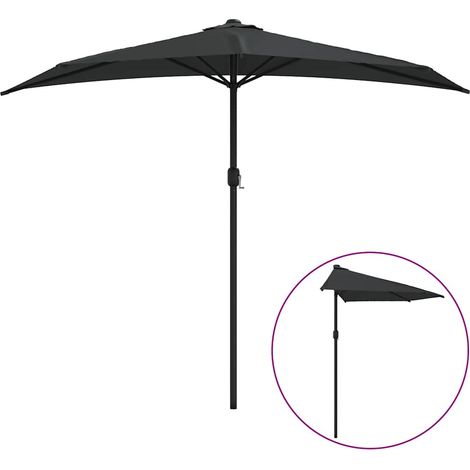 Parasol de balcon, Parasol pour Balcon Jardin Plage Terrasse, avec mât en aluminium Noir 270x135x245cm Demi OIB9184E (1/5)