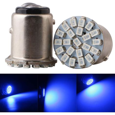 10x 1157 BAY15D P21/5W 1016 Ampoule LED pour Moto Campeur RV Bateau Auto Voiture Feux de Clignotant Frein d'arrêt Recul 2406 22SMD 176LM DC24V Bleu