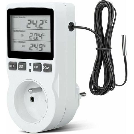 Thermostatstecker, digitaler Zeitschaltuhrstecker, programmierbarer digitaler Stecker mit Sonde, programmierbarer digitaler Timer, Thermostatstecker für Gewächshaus- und Aquarienheizung (1/5)