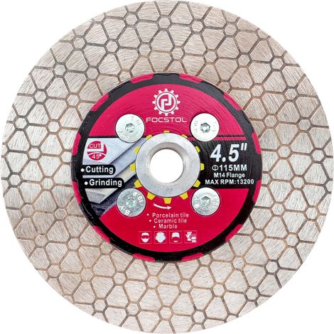 Disque Diamant Carrelage 115mm Double Face Coupe Meulage Lame Scie Diamant avec M14 Bride pour Porcelaine Céramique Marbre Granit Pierre Artificielle pour Meuleuse d'angle (1/5)