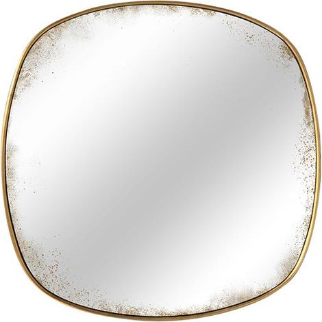 Miroir carré aux bords arrondis effet vieilli 60 x 60 cm (1/2)
