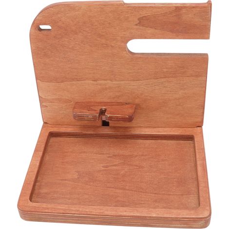 Handy-Dockingstation aus Holz, transparente Oberfläche, mehrere Fächer, multifunktionaler Schlüsselhalter, Brillenhalter, Handyständer aus Holz, helle Farbe (1/5)