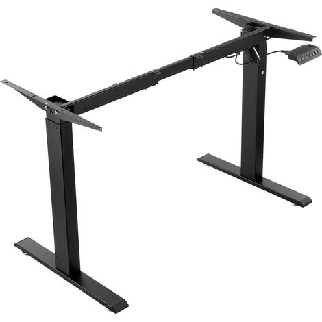 Cadre de Bureau Debout, Hauteur réglable 70-117 cm, Pieds de Bureau d'ordinateur électrique, Longueur 90-135 cm, Base de Poste de Travail Ergonomique pour Maison, Bureau, Cadre Uniquement, Noir (1/5)