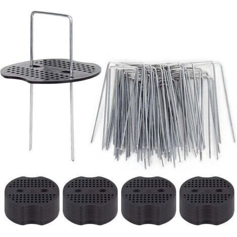 50 Piquets De Jardin Ave Rondelles, Piquets De Fixation en Acier Galvanisé pour Baches Agraphes De Fixation De Toile De Paillage Piquets Galvanisé (1/4)