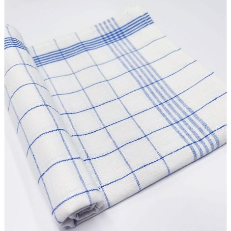 Torchons De Cuisine (Lot De 5,) - 50 x 70 cm - Torchon Vaisselle avec Accroche - Coton - Très Absorbant - Lavable 95° - Design Classique Bleu Carré (5) (1/5)