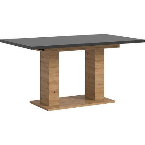Motion table de salle à manger double colonne 90x150/190 cm avec 1 rallonge gris, chêne décor. (1/5)