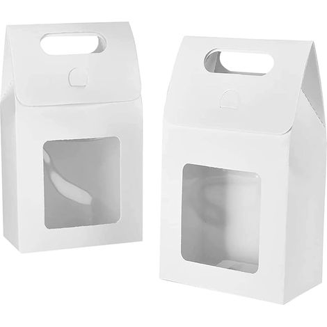 25 pezzi di sacchetti regalo, sacchetti regalo di carta, sacchetti regalo con finestra, sacchetti regalo con manici, per bomboniere e confezioni di caramelle (bianco)