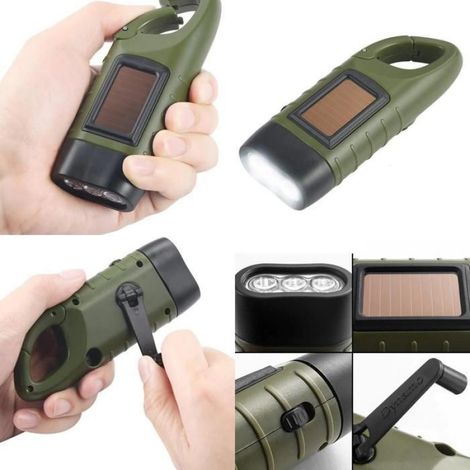 Lampe Torche Dynamo - Charge Solaire Et Manivelle - 13 Lm - ABS - 124 X 45 X 32 Mm - Pour Randonnée Et Secours - Pack De 2 (1/5)