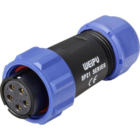 Connecteur de câble femelle, droit 5C pôles 15 A 500 V/AC IP68 Weipu SP2110 / S 5C II D24239 (1/4)