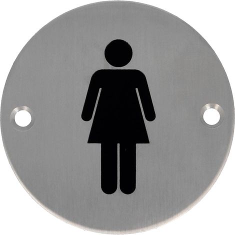 Cartel Señal Baño Mujer Acero Inoxidable 75mm Interior/Exterior