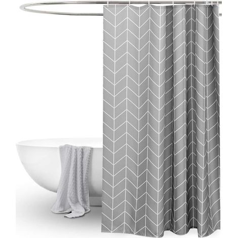Tenda da doccia - Tenda da doccia in tessuto - Tenda da doccia appesantita - Tenda da doccia impermeabile - Accessori per il bagno - Tenda da doccia - Poliestere - Grigio - 180180 cm