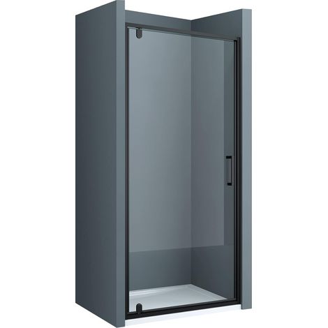 doporro® Nischentür Duschabtrennung 75x200cm Duschtür ESG-Sicherheitsglas Nischentür Klarglas Duschwand schwarz inkl. Nano-Beschichtung Teramo61K (1/5)