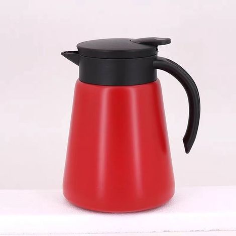 Bouteille isotherme 880 ml en acier inoxydable, double paroi et isolation sous vide, pot thermique pour café, thé, eau et autres boissons, rouge (1/5)