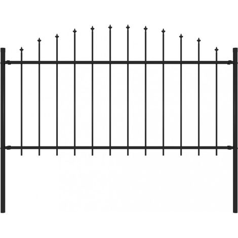 vidaXL Garden Fence with Spear Top Steel 181x150 cm Black