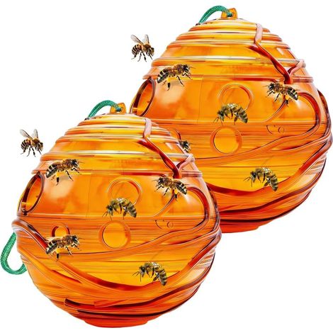 Lot de 2 pièges à guêpes sphériques étanches, attrape-guêpes efficaces pour une utilisation en intérieur et en extérieur, attrape-abeilles, piège à mouches pour maisons, jardins et terrasses, lutte