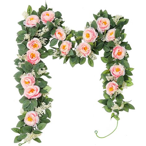 Guirlande Fausse Rose - 200 cm - Fleur Artificielle en Soie et PP - Décoration Intérieure Extérieure pour Mariage Hôtel Maison - 1 Pièce (1/5)