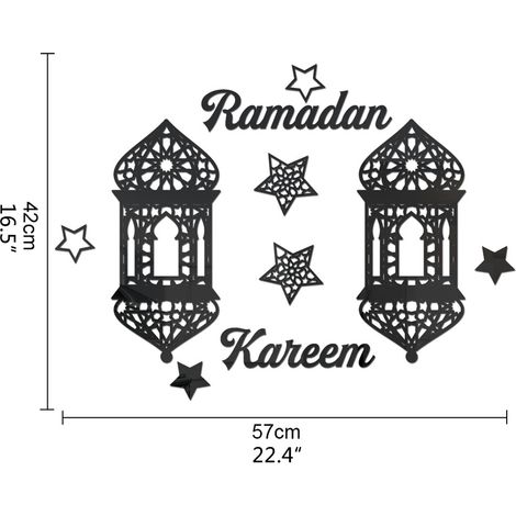Stickers muraux miroir acrylique Aïd Moubarak, autocollants muraux, décoration pour le Ramadan (1/5)