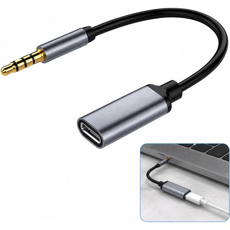Microfiber 3.5mm Male Jack to Female Type-C Adapter, Audio Jack to USB-C Converter, Compact Adapter for Headphones, Earphones and Devices with Type-C Connector (1/5)