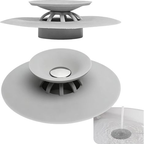 2 Pièces Bouchon, Silicone, Pliable, Universel, Anti-cheveux, Pour Douche Lavabo Évier