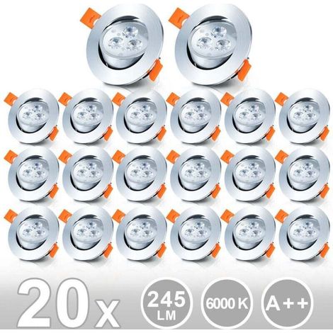 ALOVZE 20x spots encastrables LED spot encastrable 3W plafonnier spot spot encastrable blanc froid - Argentspot led encastrablespot encastrable à led spots encastrables led spots à encastrer