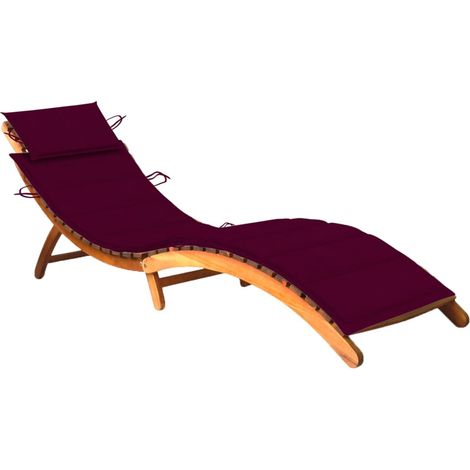 Chaise longue de jardin avec coussin Bois d'acacia solide 19 (1/5)