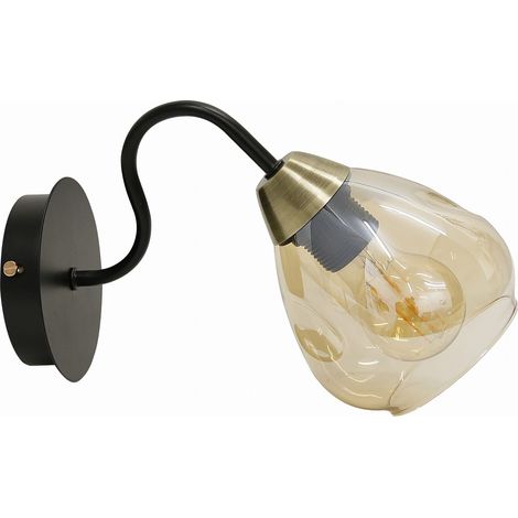 Applique Candellux UNICA nero ottone vetro E27 40W (1/2)