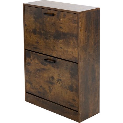 ML-Design Mobili per scarpe, in legno, marrone scuro, vintage, 60x24x120,5 cm, scarpiera con 2 scomparti ribaltabili, armadio per scarpe da ingresso, portascarpe corridoio vani salvaspazio pieghevoli (1/5)