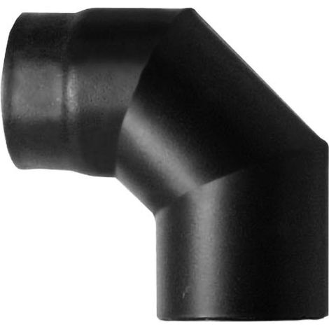 MBM – Coude 90° DN 150 en acier au carbone émaillé noir – 600°C – Raccord fumisterie pour poêle à bois – Normes UNI EN 1856-2