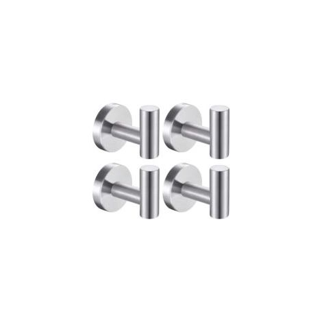 Handtuchhaken aus Edelstahl, zum Eindrehen, kein Bohren erforderlich, 4er-Pack (gebürstetes Silber) - Crezuo (1/4)