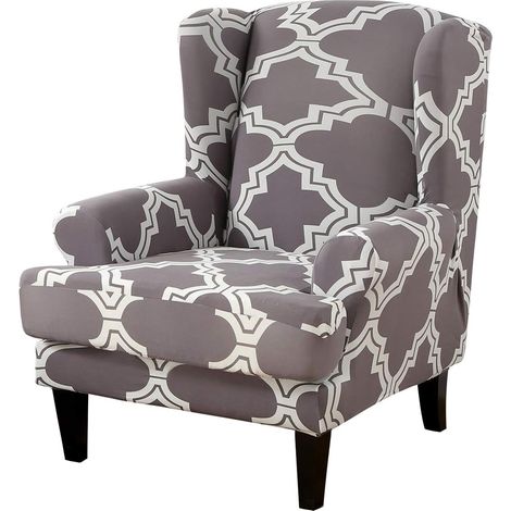 Set of 2 stretch wingback chair covers with cushion cover for wingback chairs - Sofa cover for living room (1/5)