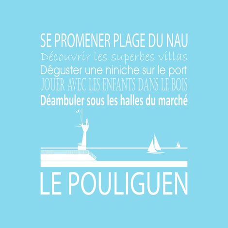 Tableau sur toile le Pouliguen bleu clair 30x30 cm - Impression sur Toile Murale Décorative - Image imprimée en HD sur Toile - Toile sur Châssis en Bois FSC - Fabriqué en France (1/4)