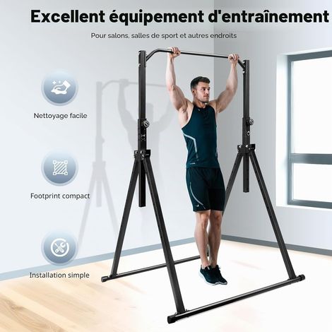 Barre de traction pliable indépendante, barre de traction power tower tige de dips power rack structure triangulaire capacité de charge 200kg pour salon et chambre à coucher, salles de sport (1/5)