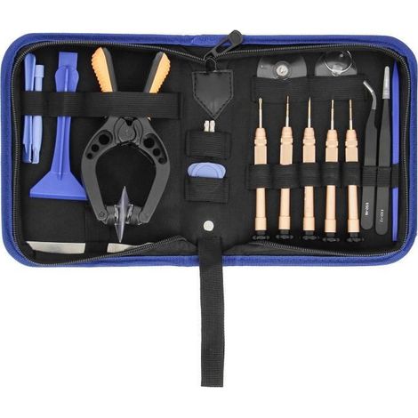 Kit Universel d'outils AVIZAR pour réparation Smartphone/tablette - 19 pièces - Noir (1/4)