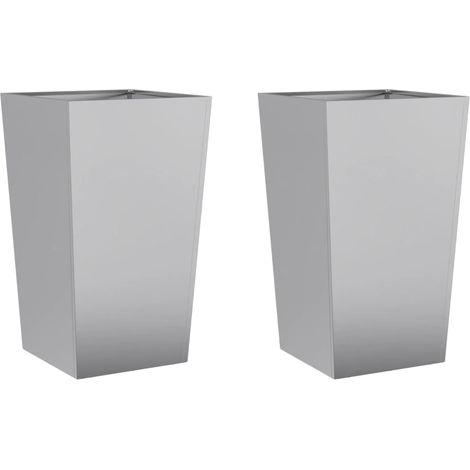 Fioriera aiuola rialzata vassoio piante fiori giardino terrazze set da 2 45 x 45 x 75 cm grigio acciaio zincato 020038982