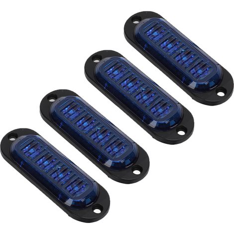 Feux latéraux camion 4 pièces, 4 LED haute luminosité 3000K, IP65 étanche, installation facile, clignotants d'urgence 12-24V bleu (1/5)